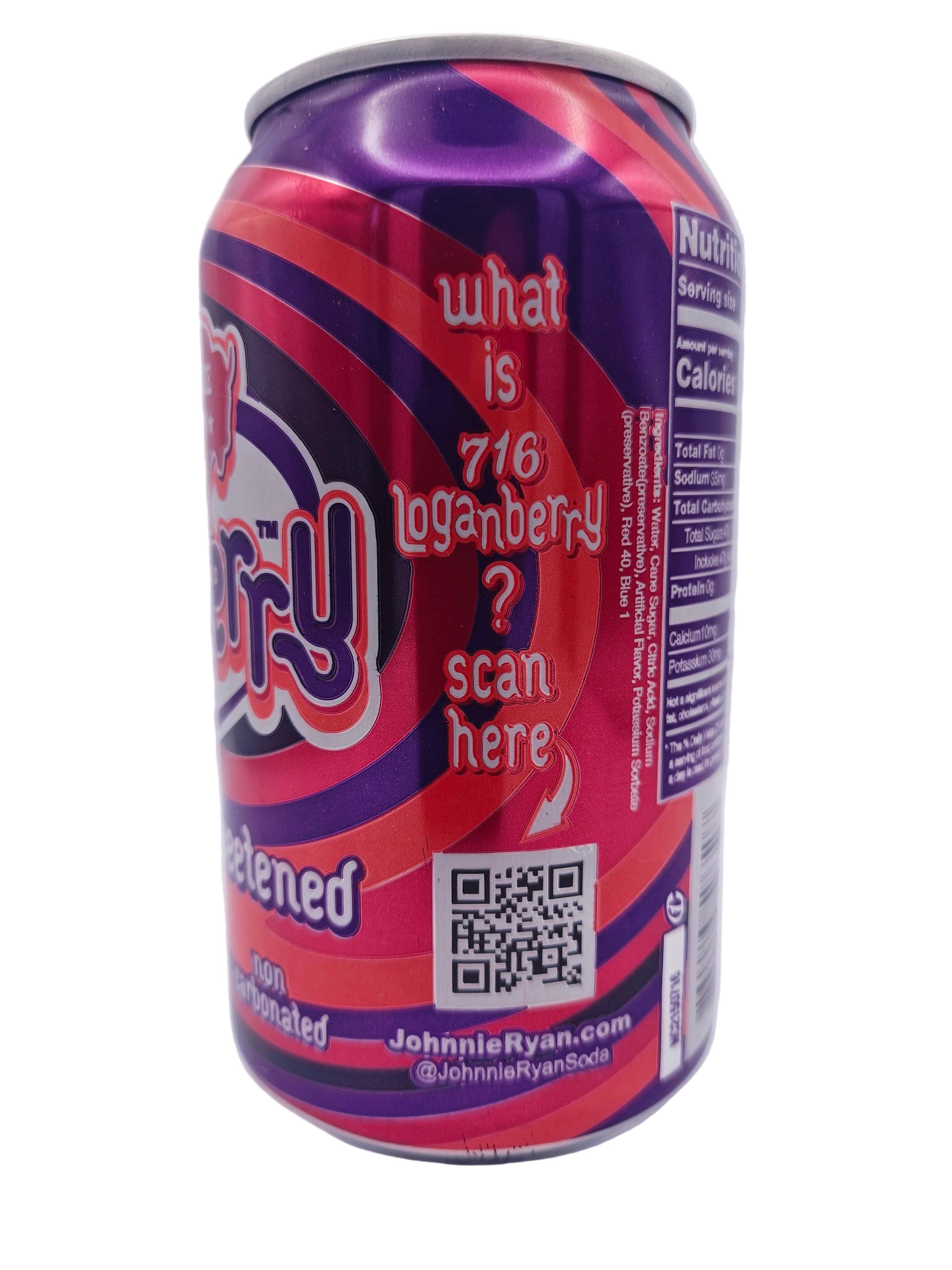 Johnnie Ryan 716 Loganberry - Cane Sugar Soda - 4 pack