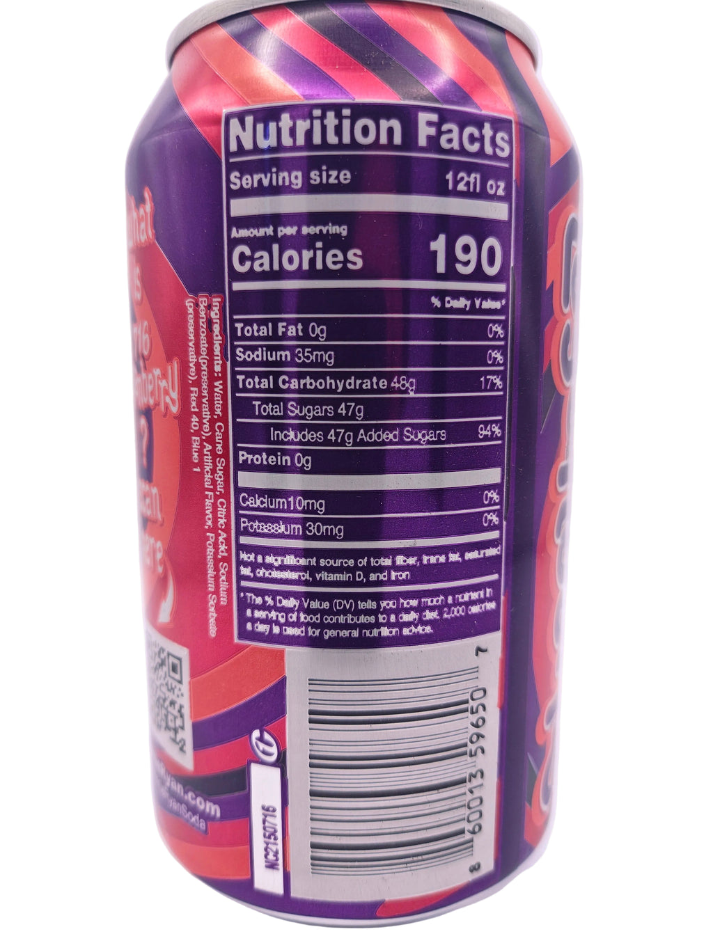 Johnnie Ryan 716 Loganberry - Cane Sugar Soda - 4 pack