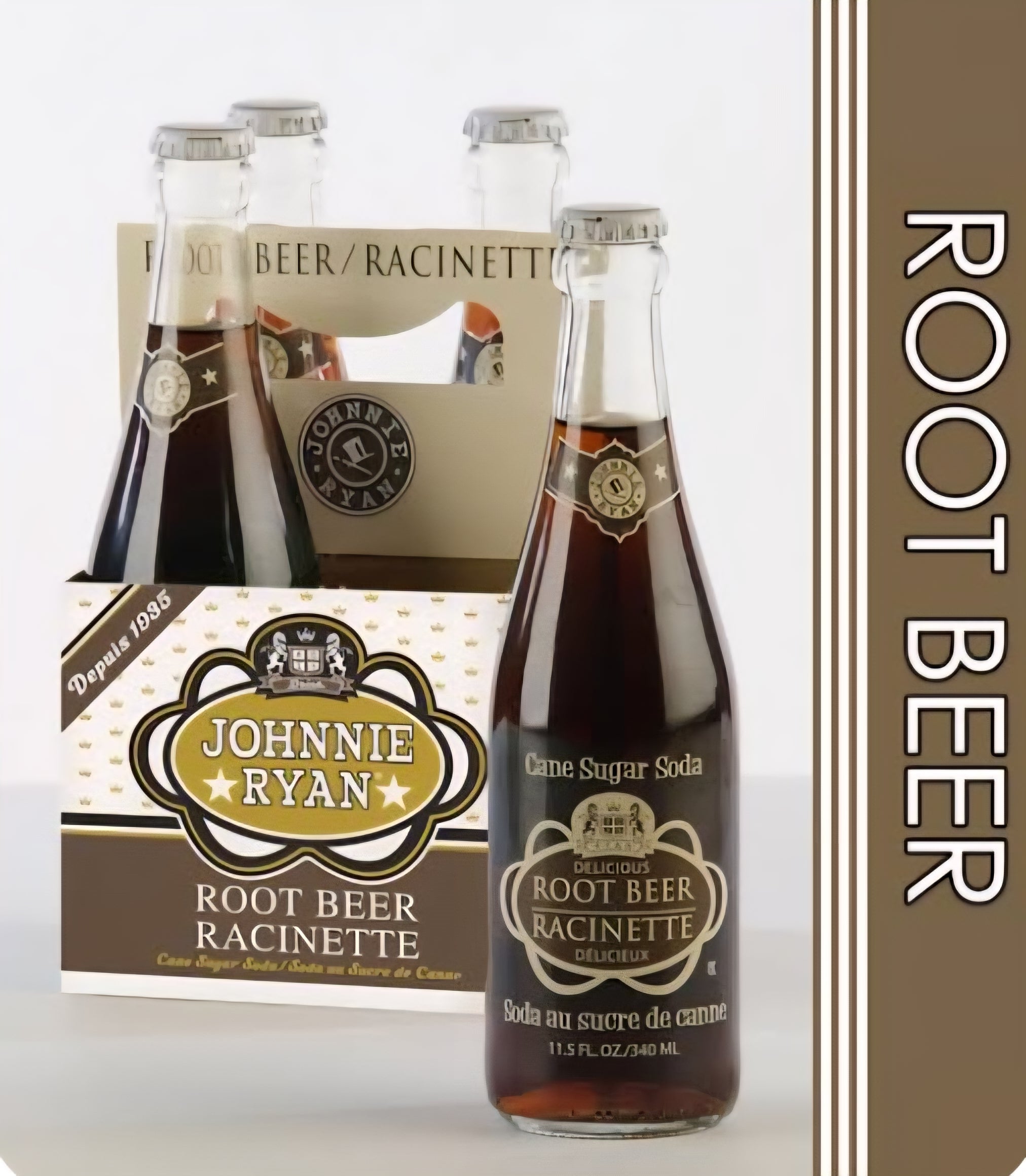 Johnnie Ryan Root Beer Racinette - Cane Sugar Soda 4 Pack