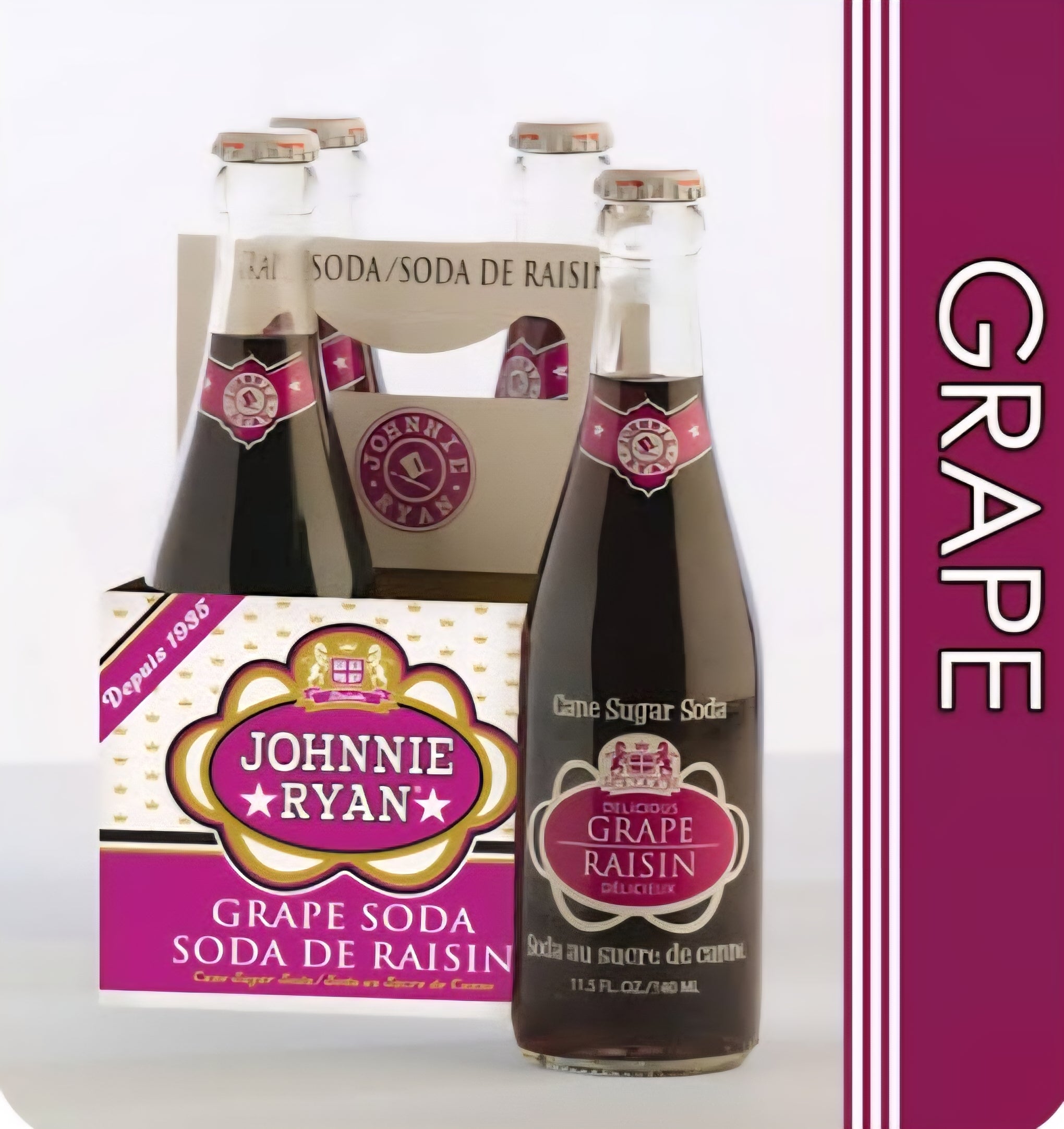 Johnnie Ryan Grape Soda - Cane Sugar Soda 4 Pack