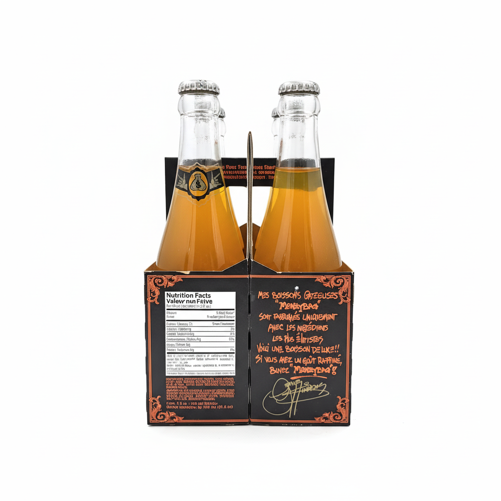Ms Boisson's Gazeuses Moneybag honey beverage 2-pack with black and orange packaging
